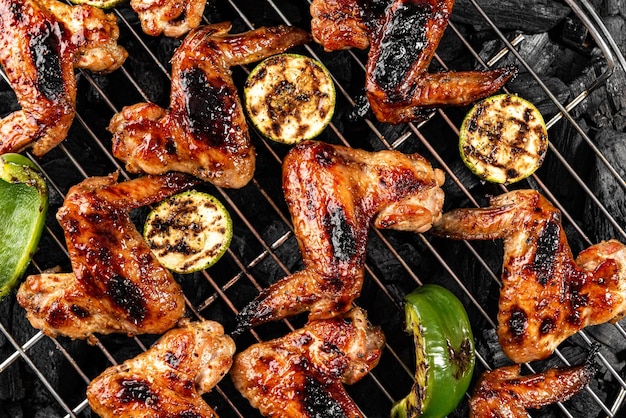 Premium Photo Grilled Chicken Wings And Vegetables 0322