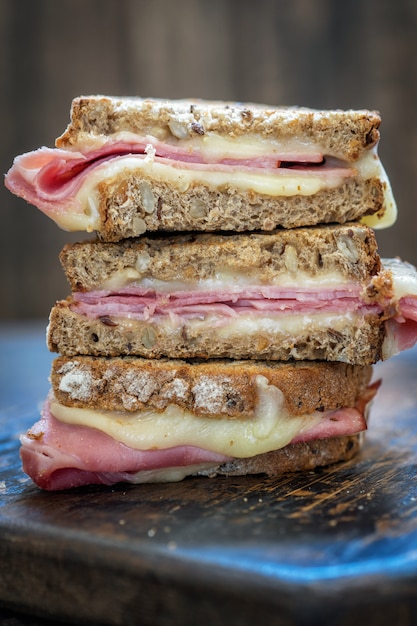 Premium Photo | A grilled ham and swiss cheese sandwich