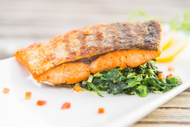 Free Photo | Grilled salmon steak