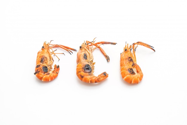 Grilled shrimps on white background Premium Photo