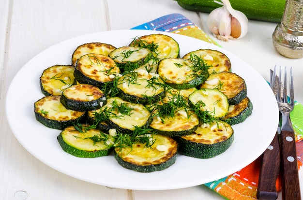 Grilled Zucchini With Garlic And Herbs Photo Premium Photo