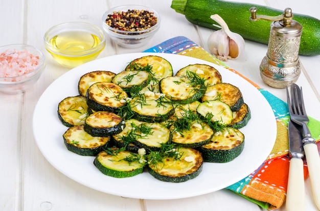 Grilled Zucchini With Garlic And Herbs Photo Premium Photo