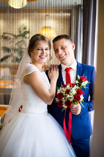 blue suits and blue bridesmaid dresses