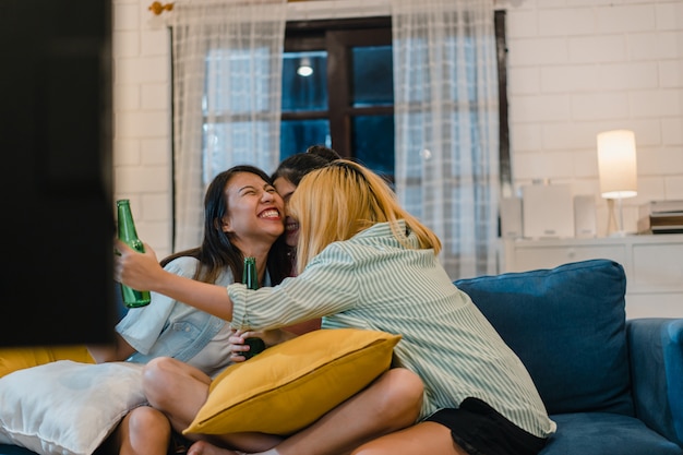 Group of asian women party at home Free Photo