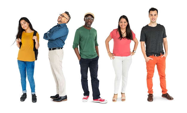 Premium Photo | Group of black hair people set studio isolated