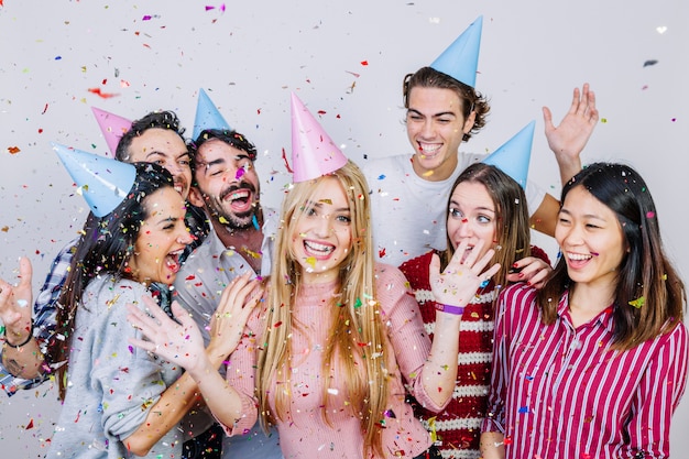 Group Of Cheerful Friends Celebrating Birthday Photo Free Download
