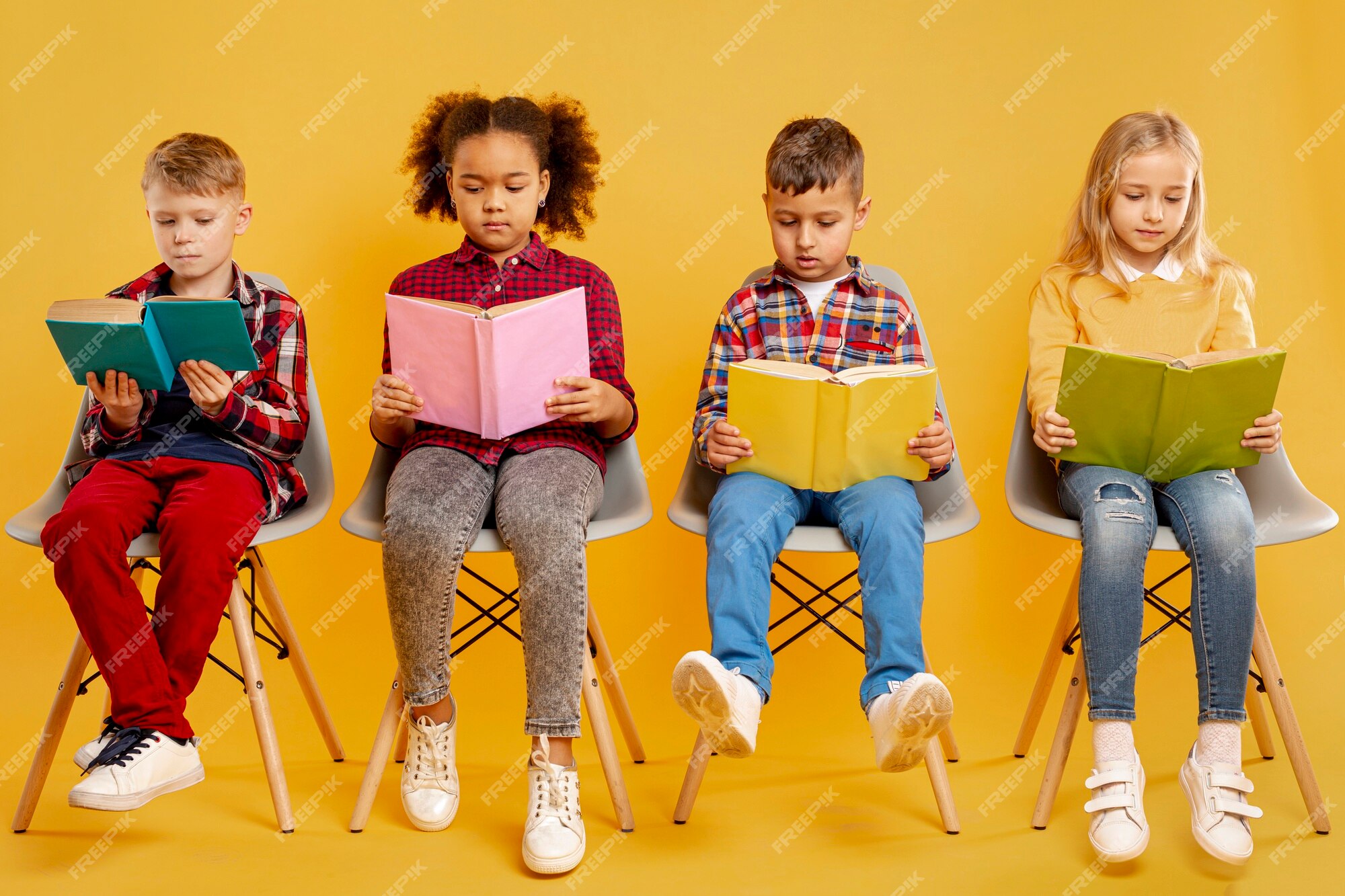 Free Photo | Group of childrens reading