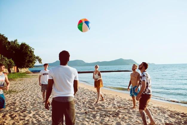 playing with beach ball