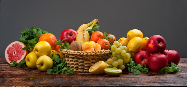 Group of fresh vegetables and fruits Premium Photo