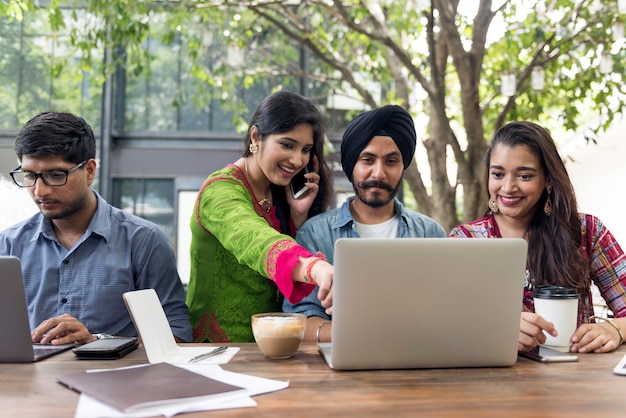 Group of indian people are using computer laptop Photo ...