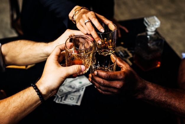 Premium Photo | Group of people hang out drinks together