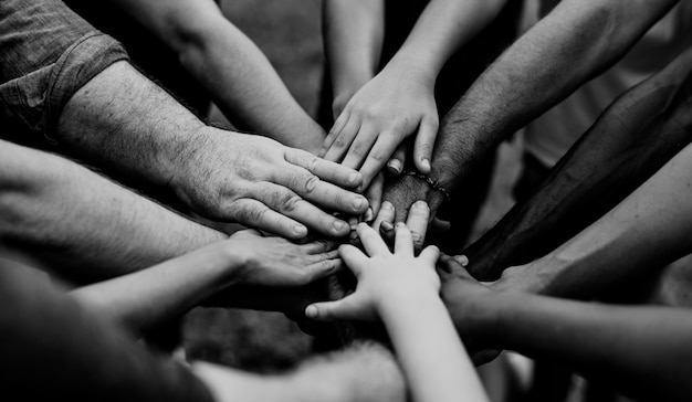 Group of people holding hand assemble togetherness | Premium Photo