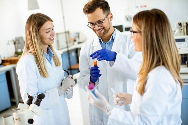 Premium Photo | Group of young researchers analyzing chemical data in ...