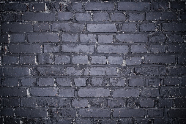 Grunge Dark Gray Brick Wall As Background. 