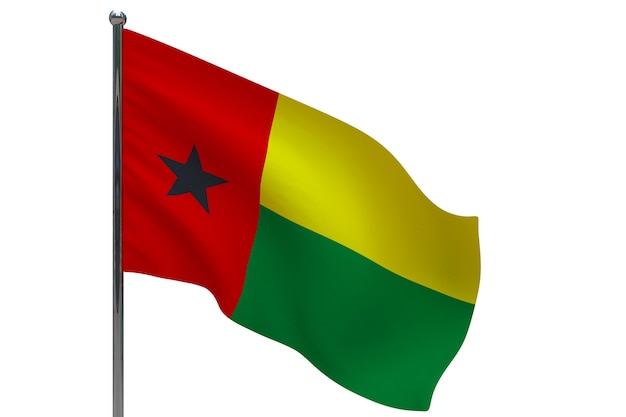 ギニアビサウ旗がポールに 金属製の旗竿 ギニアビサウの国旗白の3dイラスト プレミアム写真