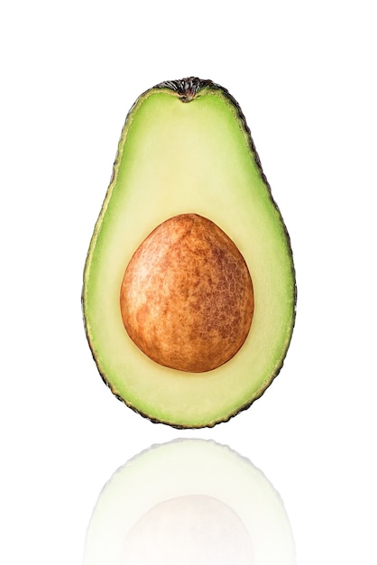 Premium Photo | Half of avocado fruit, slice, isolated on white