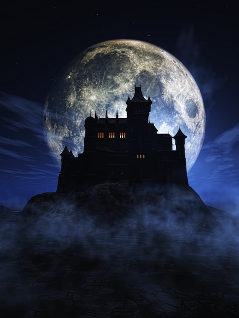 Free Photo | Halloween background with a spooky castle