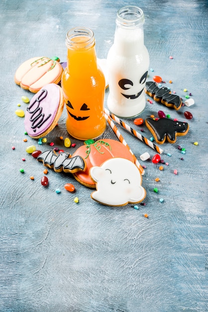  Halloween  food school lunch  box  with pumpkin drink bottle 