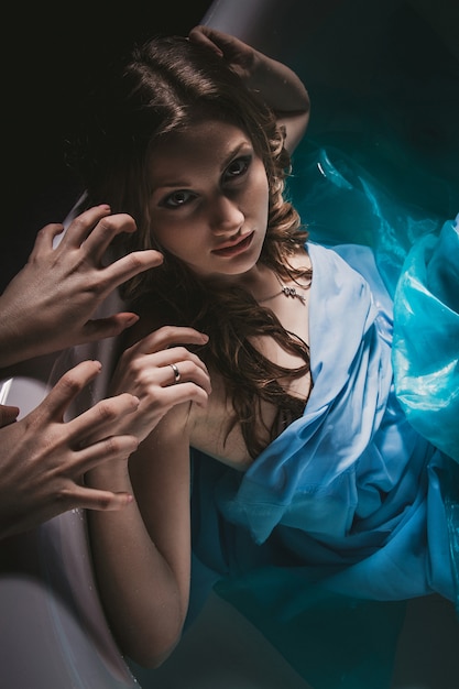 Halloween woman drowned in a bathtub Premium Photo
