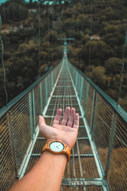 Free Photo | Hand on a bridge