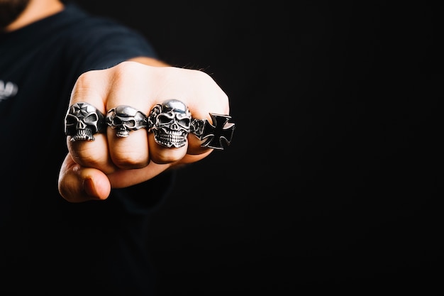 hand with silver rings