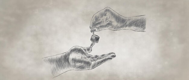 Premium Photo | Hand drawn handing over the keys