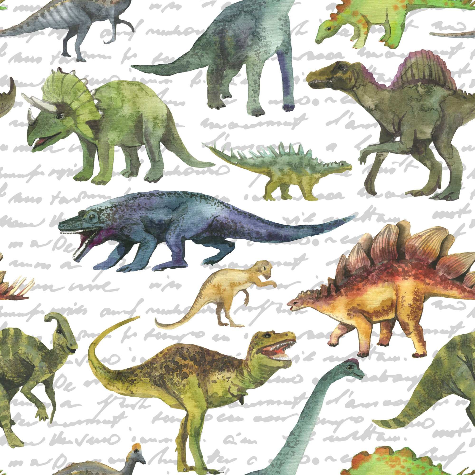 Premium Photo | Hand drawn seamless pattern with dinosaurus. dino ...