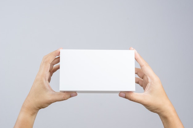 Download Premium Photo Hand Holding Blank White Box Give Gift