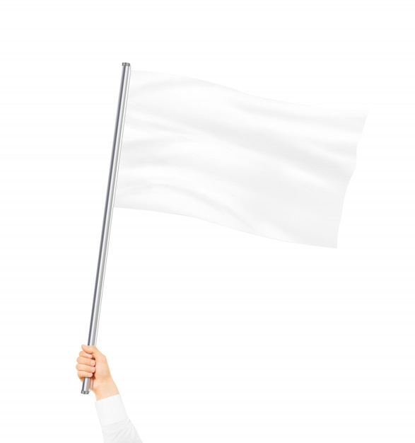Download Hand holding blank white flag mock up | Premium Photo