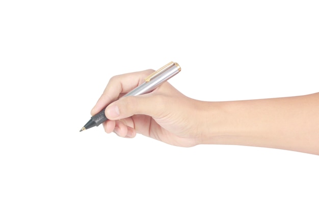 Premium Photo | Hand with pen on white