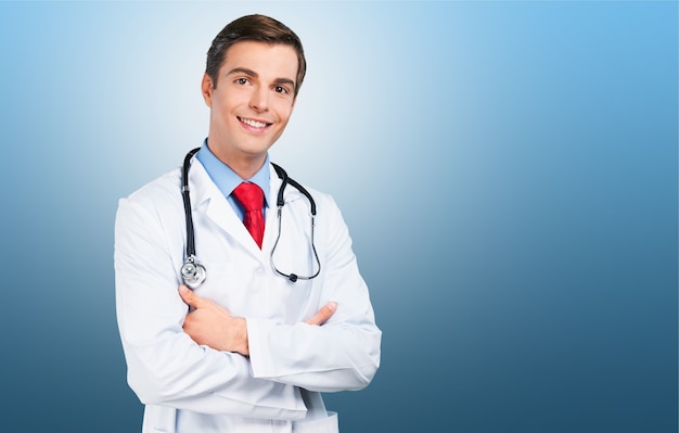 Premium Photo | Handsome doctor portrait on background