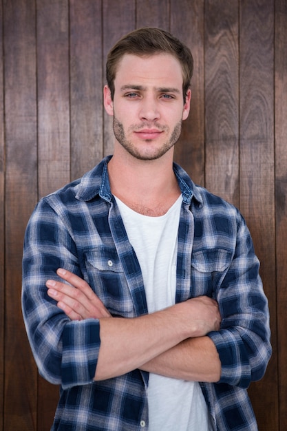 Premium Photo | Handsome Hipster Smiling With Arms Crossed