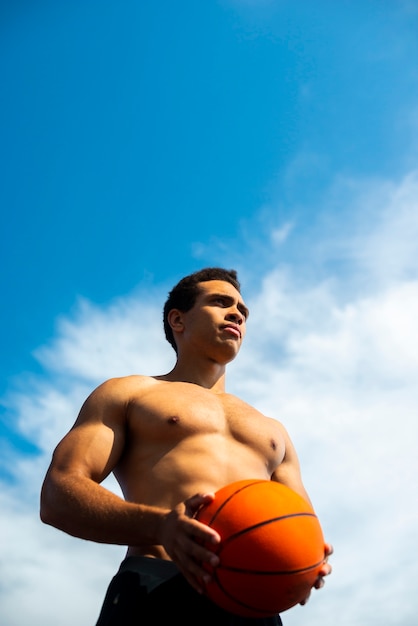 Handsome Man Looking Away Low Angle Shot Free Photo