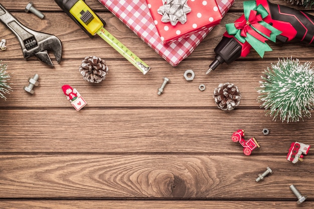 Premium Photo Handy Constrcution Tools On Christmas Time Background