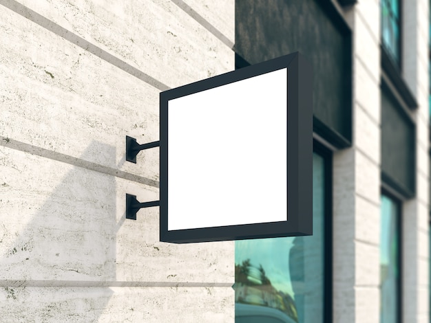 Download Premium Photo | Hanging wall sign mockup, square billboard