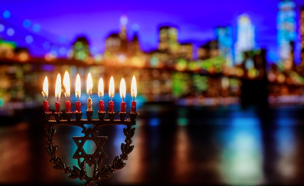 Premium Photo | Hanukkah Menorah Symbol Of Jewish Traditional Holiday ...