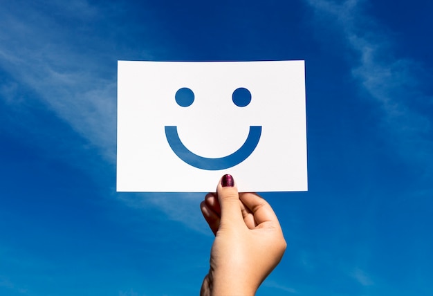 Happines cheerful perforated paper smiley face Free Photo