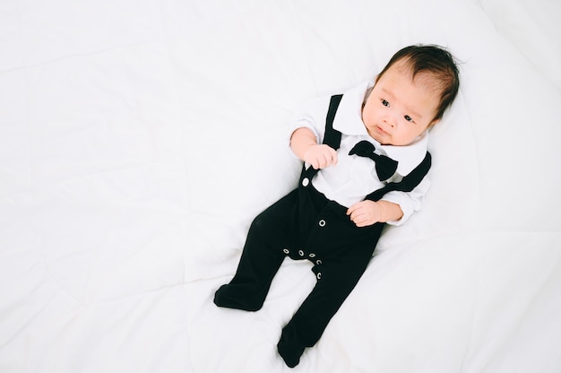 Premium Photo Happy 2 Month Baby Little Boy In A White Shirt And Bow Tie Children Portrait Stylish Man In Fashionable A Bow Tie Tuxedo