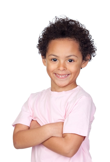 Premium Photo | Happy african child with arms crossed isolated on white ...