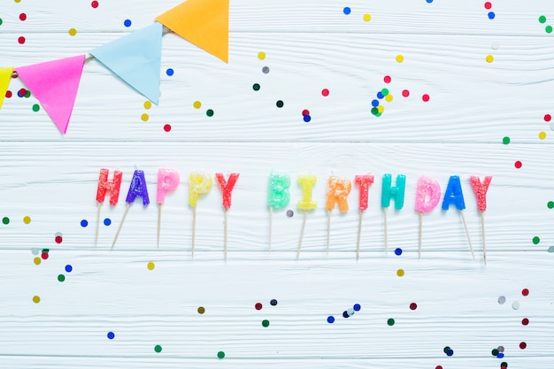 Free Photo | Happy birthday words in confetti