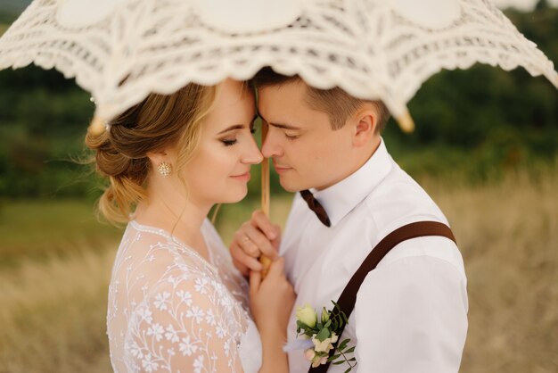 vintage umbrella wedding