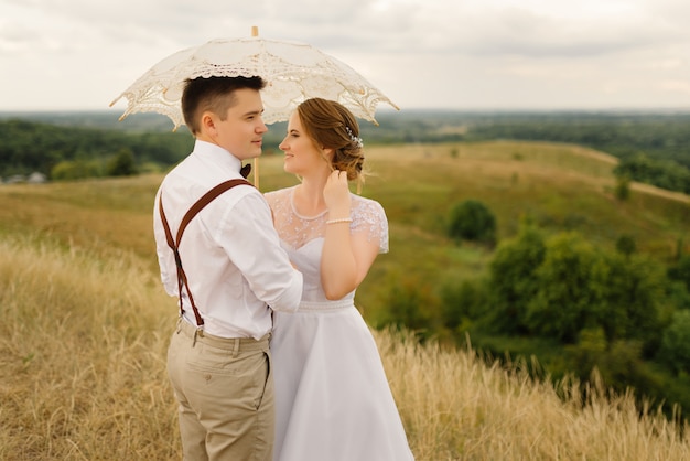 vintage umbrella wedding