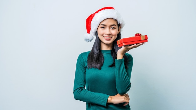 Premium Photo Happy Excited Asian Woman With Santa Claus