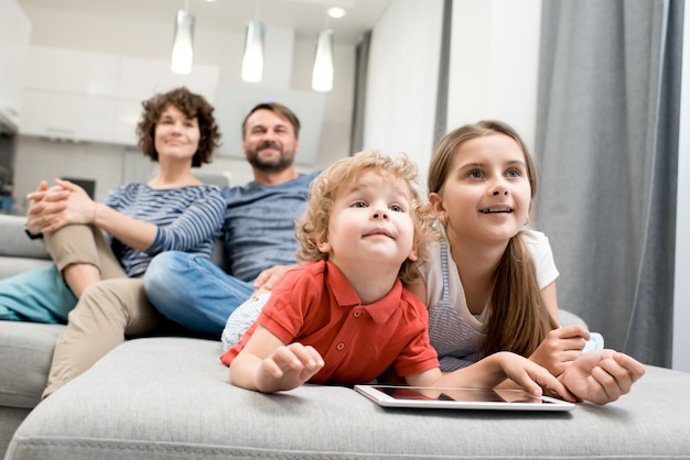 Premium Photo | Happy family in living room