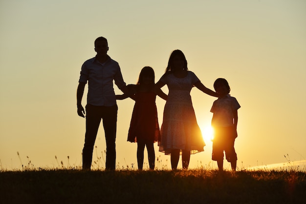 Premium Photo | Happy people silhouettes outdoors