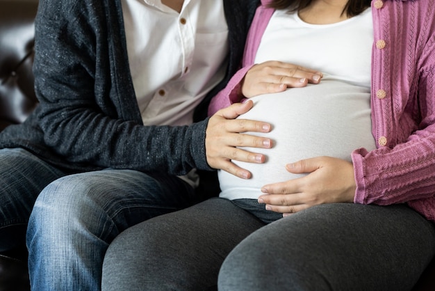 Premium Photo Happy pregnant couple of husband and wife pic