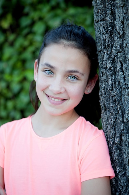 Premium Photo | Happy preteen girl with blue eyes smiling