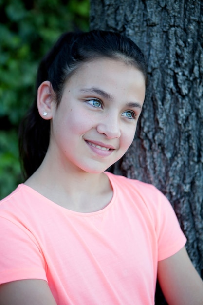 Premium Photo | Happy preteen girl with blue eyes smiling