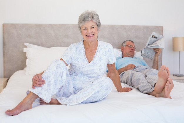 Premium Photo | Happy senior woman with man on bed