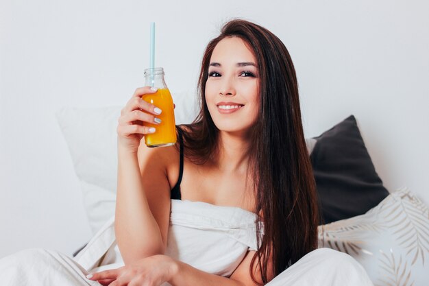 Happy Smiling Beautiful Long Hair Asian Girl Young Woman Sitting
